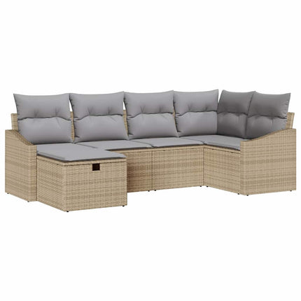 Sofa Sæt 6 stk. Beige og lys grå polyrattan