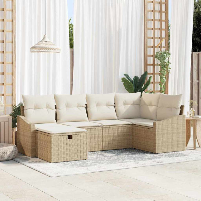 Sofa Sæt med pude med opbevaring Beige og creme polyrattan
