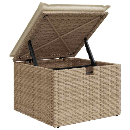 Sofa Sæt med pude med opbevaring Beige og creme polyrattan