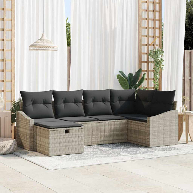 Sofa Sæt 6 stk. Lys Grå og Grå polyrattan