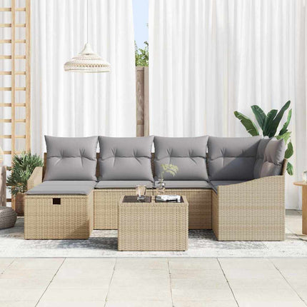 Sofa Sæt med pude med opbevaring Beige og lys grå polyrattan