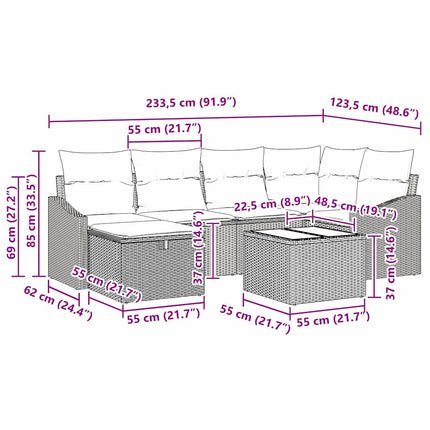Sofa Sæt med pude med opbevaring Beige og lys grå polyrattan