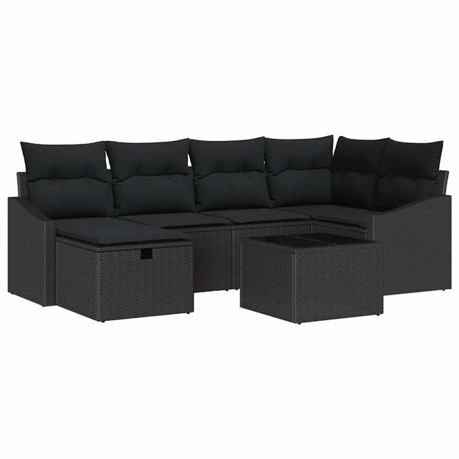 Sofa Sæt med pude med opbevaring Sort polyrattan