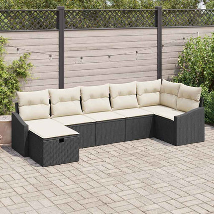 Sofa Sæt med pude med opbevaring 7 pcs Sort polyrattan