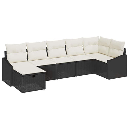 Sofa Sæt med pude med opbevaring 7 pcs Sort polyrattan