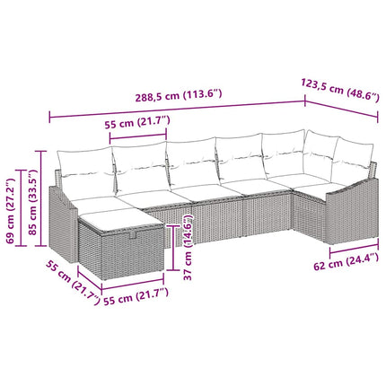Sofa Sæt med pude med opbevaring Beige polyrattan