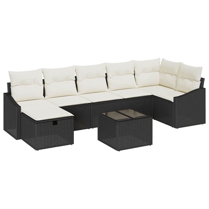 Sofa Sæt med pude med opbevaring 8 pcs Sort polyrattan