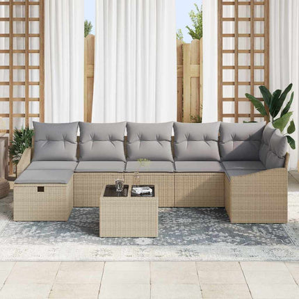Sofa Sæt 8 stk. Beige polyrattan