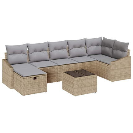 Sofa Sæt 8 stk. Beige polyrattan