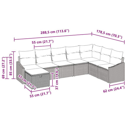Havesofa Sæt 8 stk. polyrattan