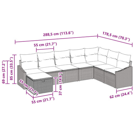 Havesofa Sæt 8 stk. polyrattan