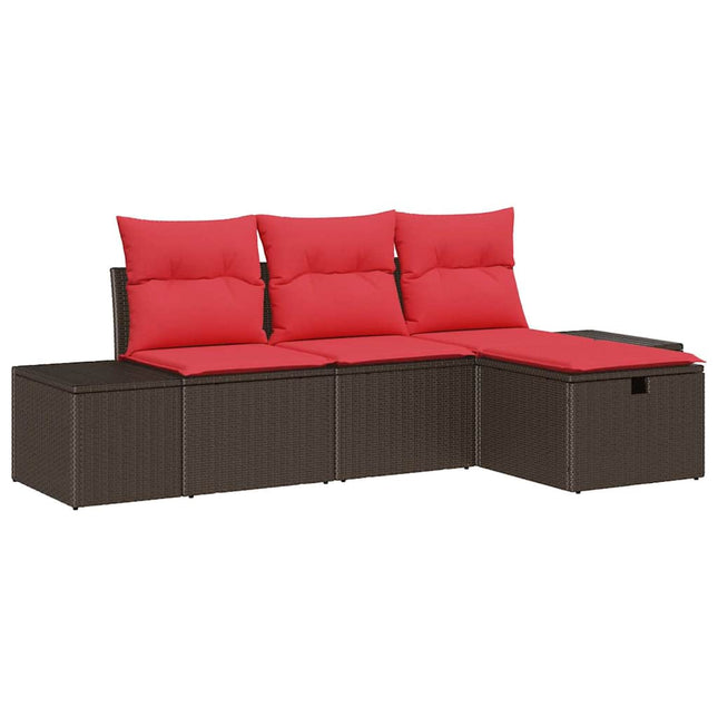 Havesofa Sæt med pude med opbevaring 4 pcs polyrattan