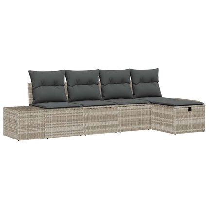 Havesofa Sæt 5 stk. Lysegrå polyrattan