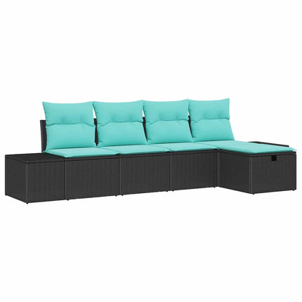 Havesofa Sæt 5 stk. Sort polyrattan