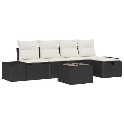 Havesofa Sæt 6 stk. Sort polyrattan