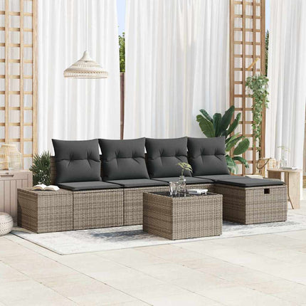 Havesofa Sæt 6 stk. Grå polyrattan
