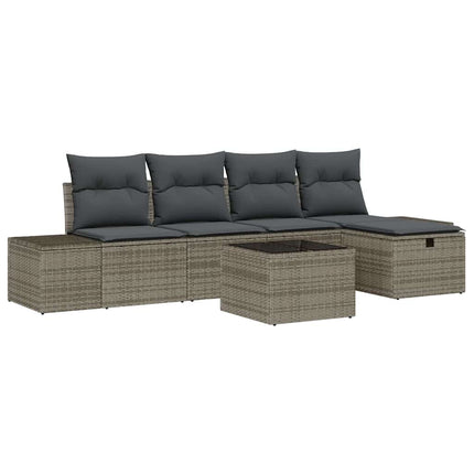 Havesofa Sæt 6 stk. Grå polyrattan