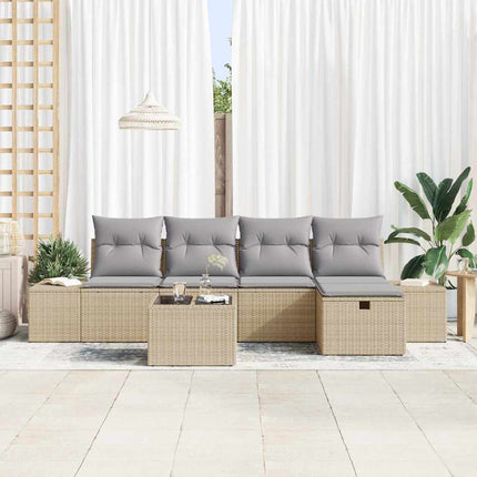Havesofa Sæt 6 stk. Beige polyrattan