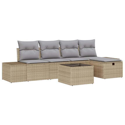 Havesofa Sæt 6 stk. Beige polyrattan