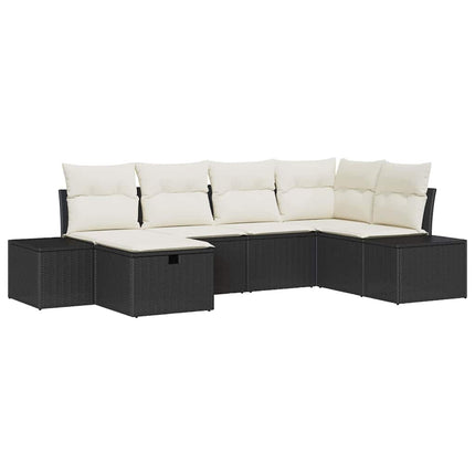 Havesofa Sæt 6 stk. Sort polyrattan