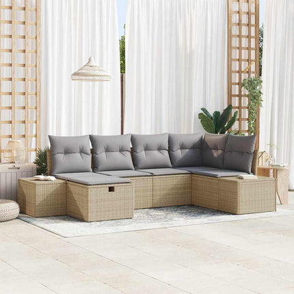 Havesofa Sæt 6 stk. Beige polyrattan