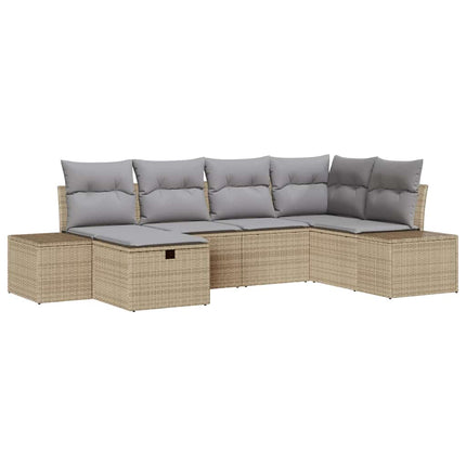 Havesofa Sæt 6 stk. Beige polyrattan