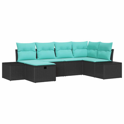 Havesofa Sæt 6 stk. Sort polyrattan