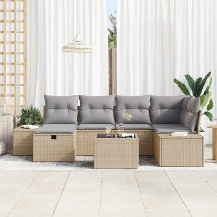 Havesofa Sæt 7 stk. Beige polyrattan