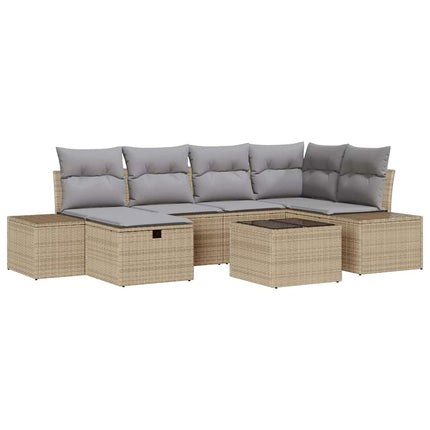 Havesofa Sæt 7 stk. Beige polyrattan