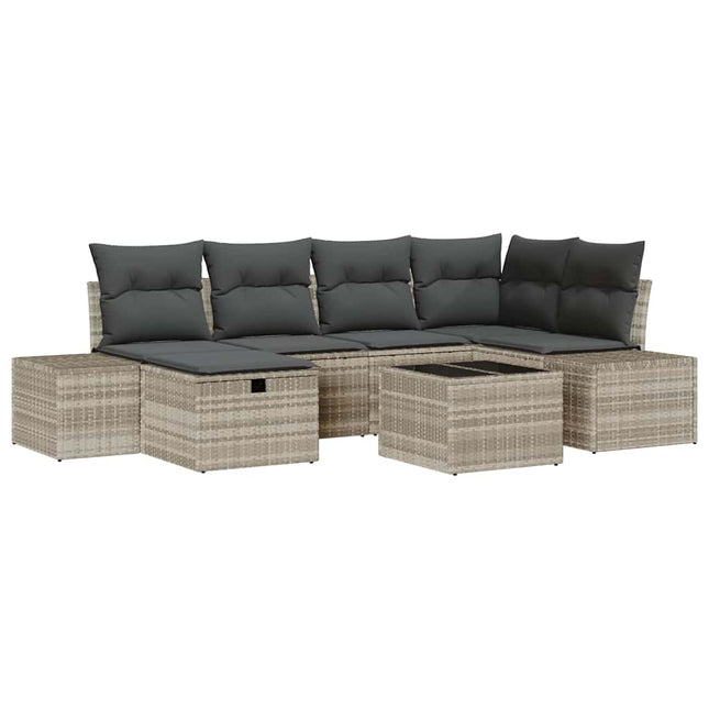 Havesofa Sæt 7 stk. Lysegrå polyrattan