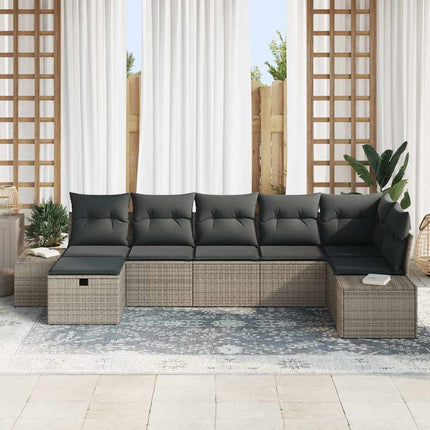 Havesofa Sæt 7 stk. Grå polyrattan