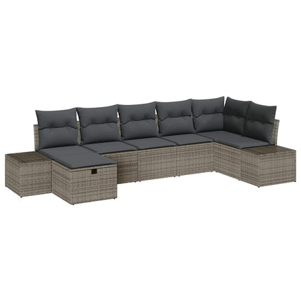 Havesofa Sæt 7 stk. Grå polyrattan