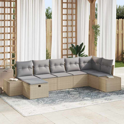 Havesofa Sæt 7 stk. Beige polyrattan