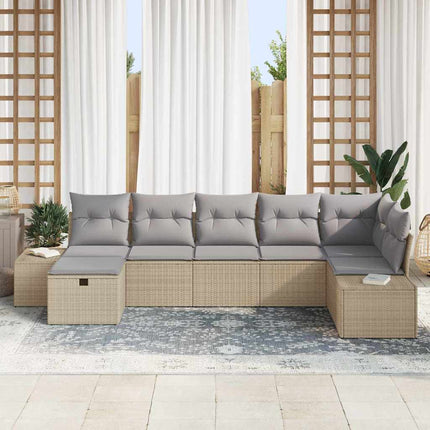 Havesofa Sæt 7 stk. Beige polyrattan
