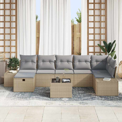 Havesofa Sæt 8 stk. Beige polyrattan