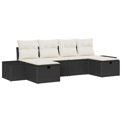 Havesofa Sæt 6 stk. Sort polyrattan