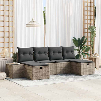 Havesofa Sæt 6 stk. Grå polyrattan