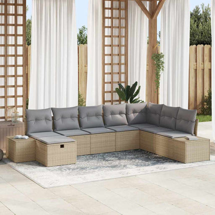 Havesofa Sæt 8 stk. Beige polyrattan