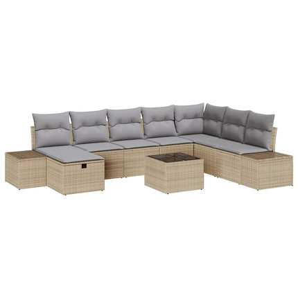 Havesofa Sæt 9 stk. Beige polyrattan