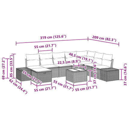 Havesofa Sæt 9 stk. Brun polyrattan