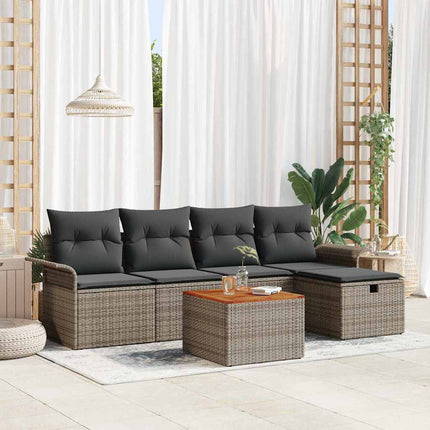 Havesofa Sæt 6 stk. Grå polyrattan