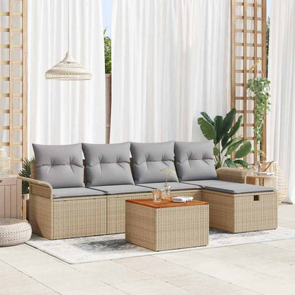 Havesofa Sæt 6 stk. Beige polyrattan
