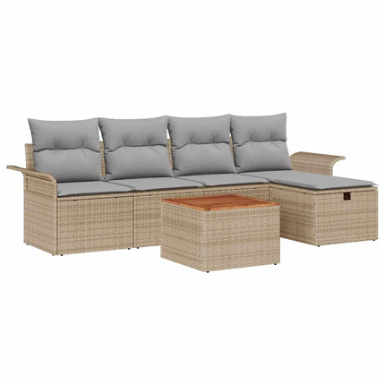 Havesofa Sæt 6 stk. Beige polyrattan