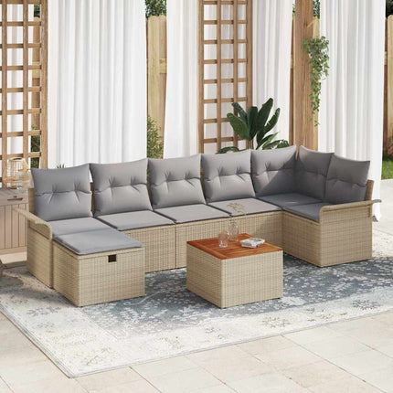 Havesofa Sæt 8 stk. Beige polyrattan