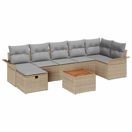 Havesofa Sæt 8 stk. Beige polyrattan
