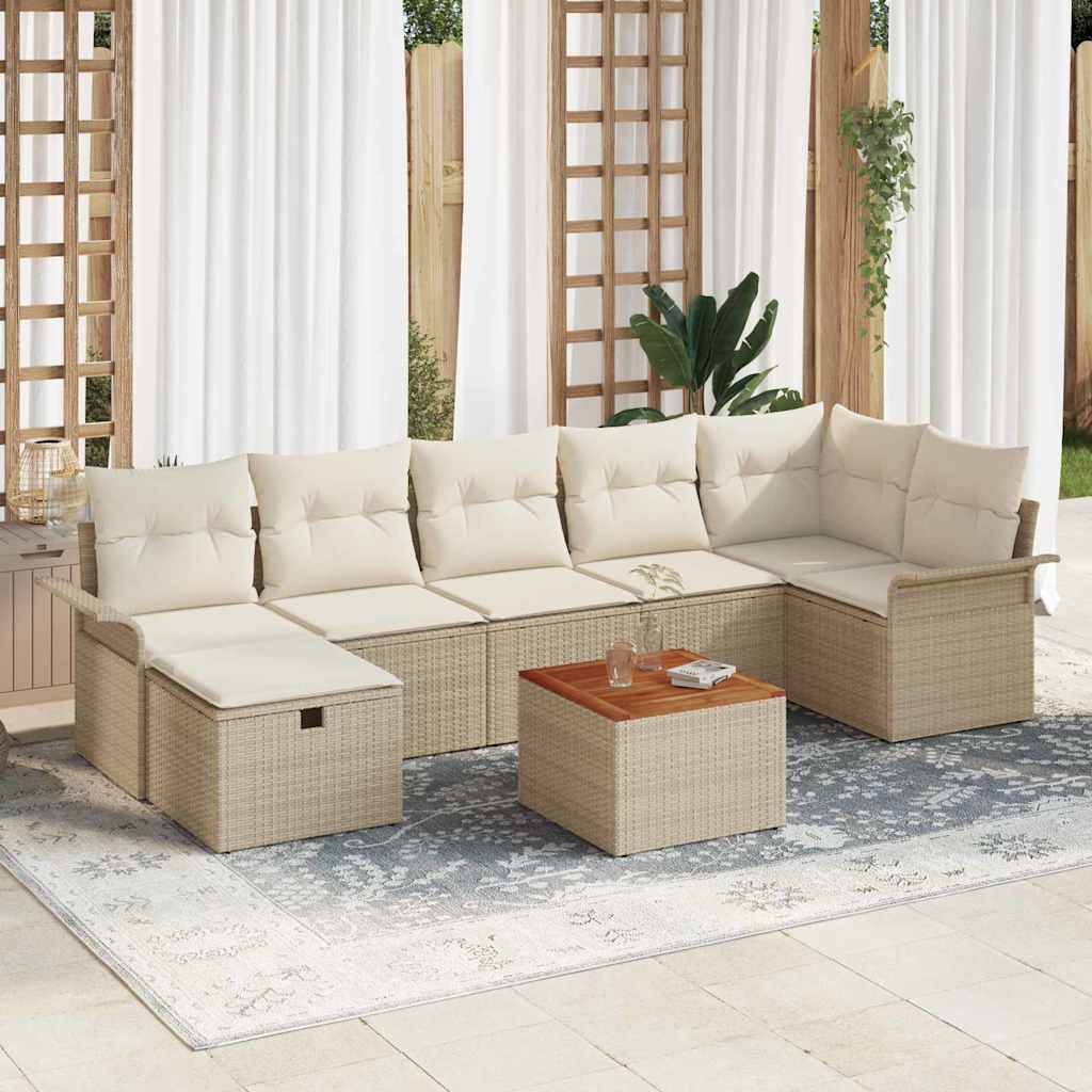 Havesofa Sæt 8 pcs Beige polyrattan