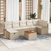Havesofa Sæt 8 pcs Beige polyrattan