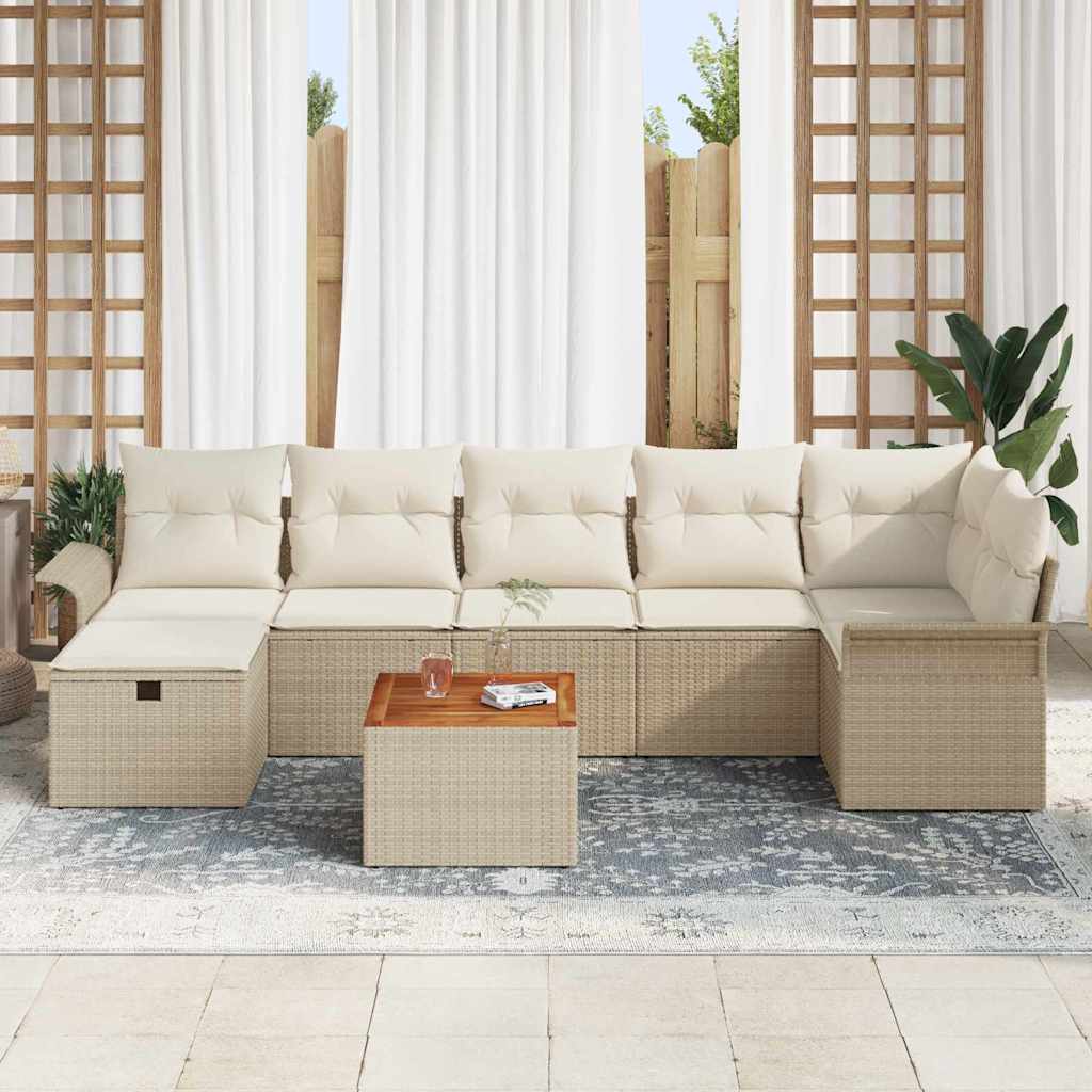 Havesofa Sæt 8 pcs Beige polyrattan