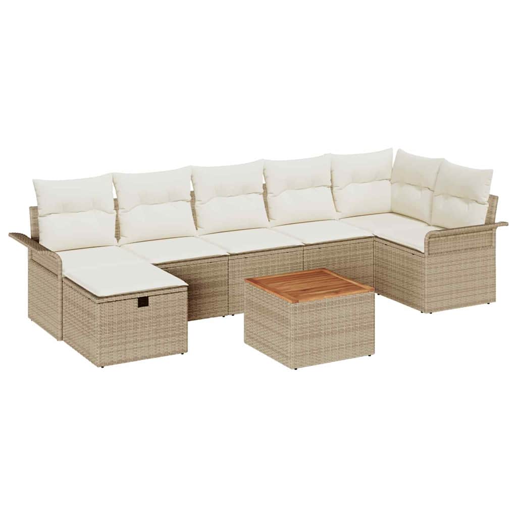 Havesofa Sæt 8 pcs Beige polyrattan