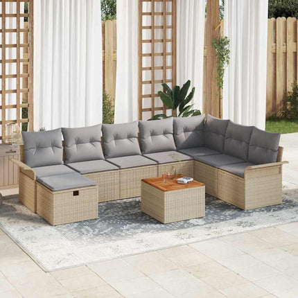 Havesofa Sæt 9 stk. Beige polyrattan